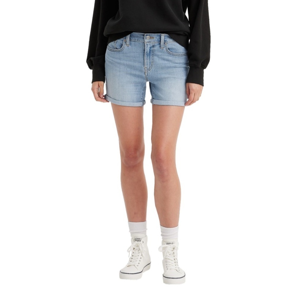 Levi's Women's Mid Rise Slim Fit Mid Length Jean Shorts Light Indigo 27